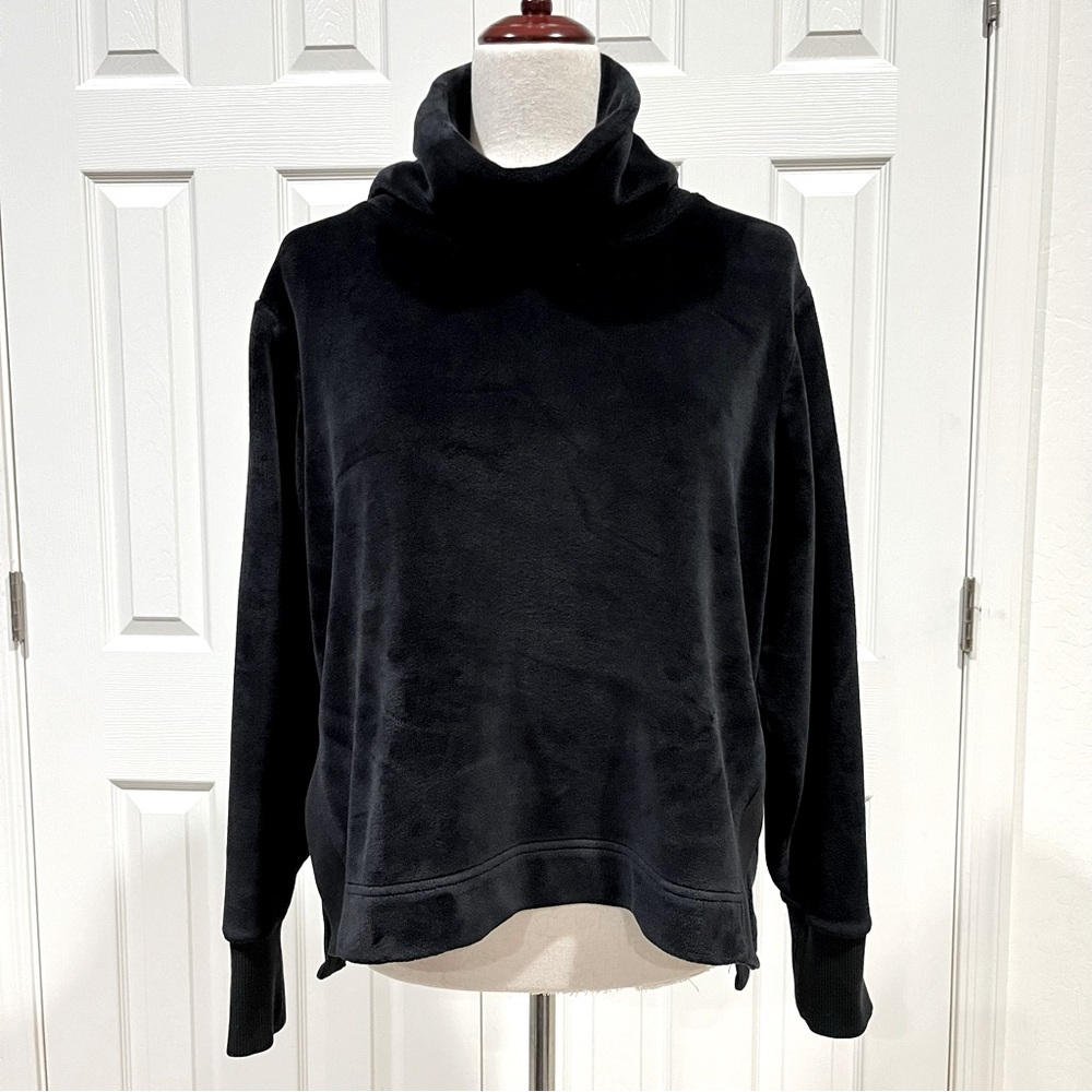 Athleta Funnel Neck Double Cozy Karma Sweatshirt Top Black Size M